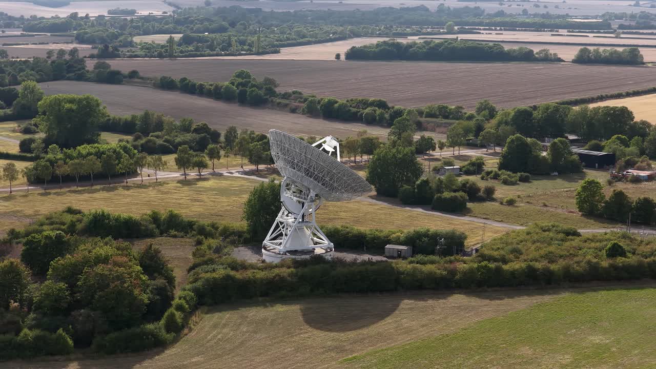 One-Mile Telescope at the Mullard Radio Astronomy Observatory In Harlton, Cambridge, UK. - aerial shot