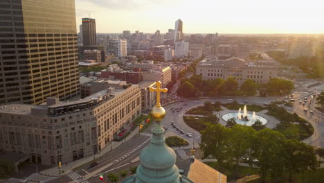 hermosa foto de drone de la basílica de la catedral y el círculo de logan - filadelfia, pa