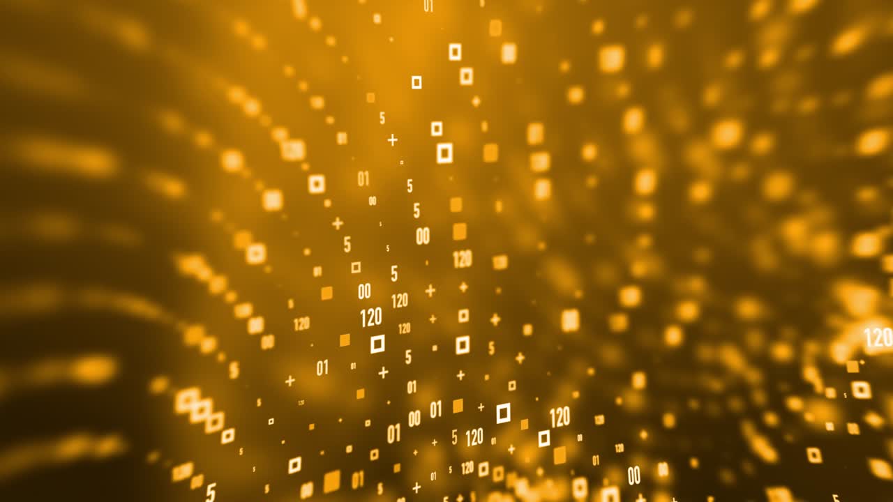Digital Big Data Connect Data Numbers Background Orange