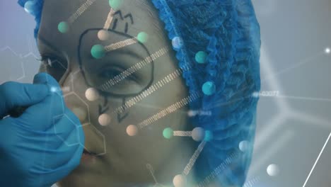 animación del procesamiento de datos con la mujer en el cirujano