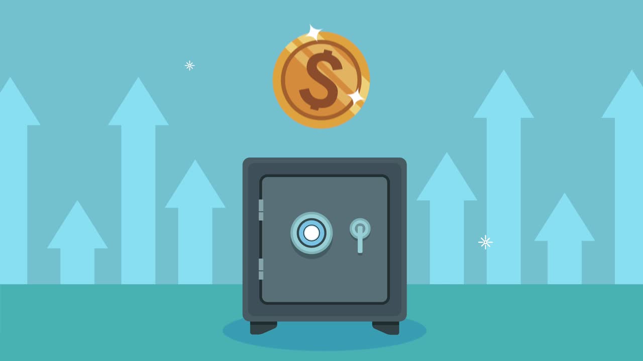 caja de seguridad con monedas dinero dólares