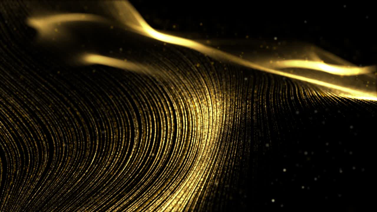 Futuristic Digital Gold Abstract Particles | Premium Stock Video Footage