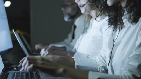 call center operators using laptops