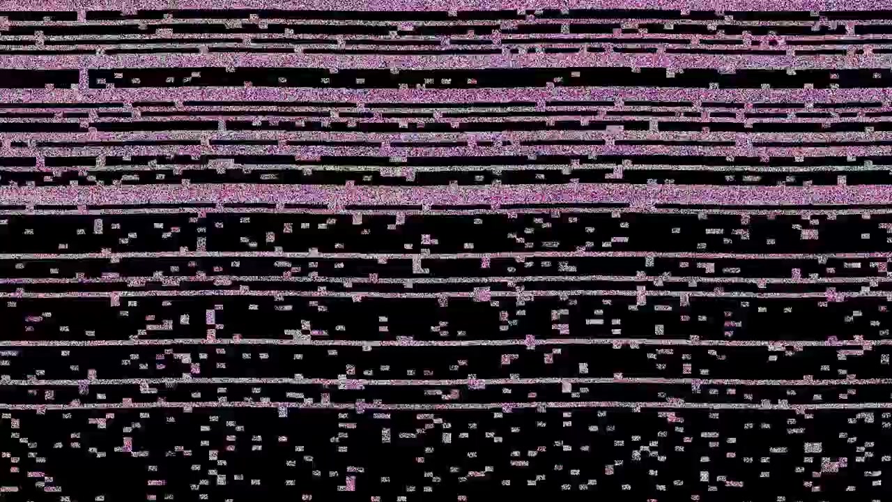Digital Glitch Effect with Pink Horizontal Lines and Noise