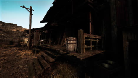 una cabaña de madera abandonada en un entorno rural
