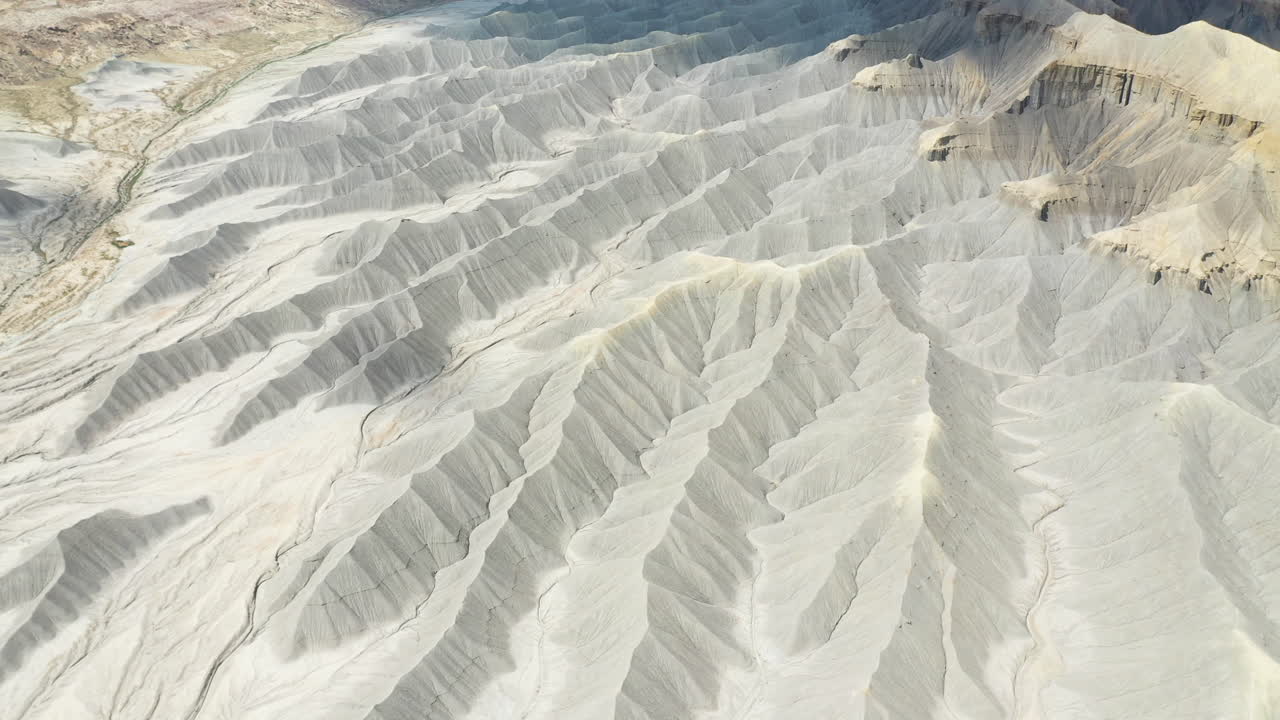 Factory Butte, Wayne County, Utah USA, Aerial View of Landmark, Barren Landscape and Horizon Under Summer Sunlight, Drone Shot