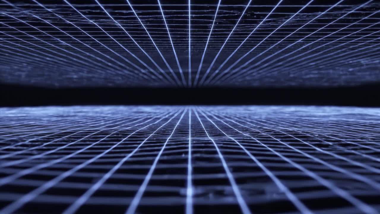 Abstract Blue Digital Grid Moving in Cyberspace