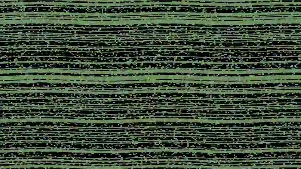 Abstract Green Digital Glitch Lines on Black Background