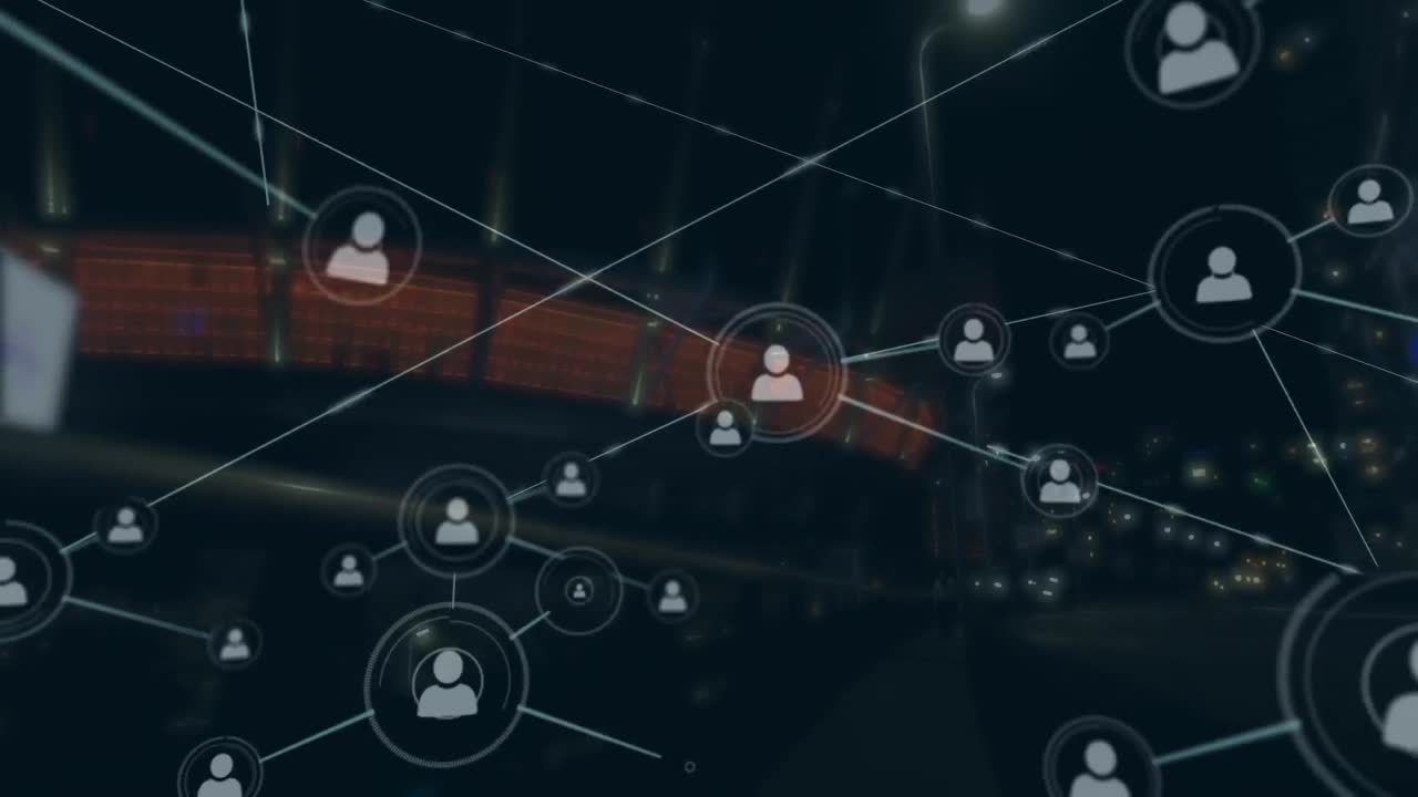 animación de la red de conexiones con las estadísticas sobre el paisaje urbano