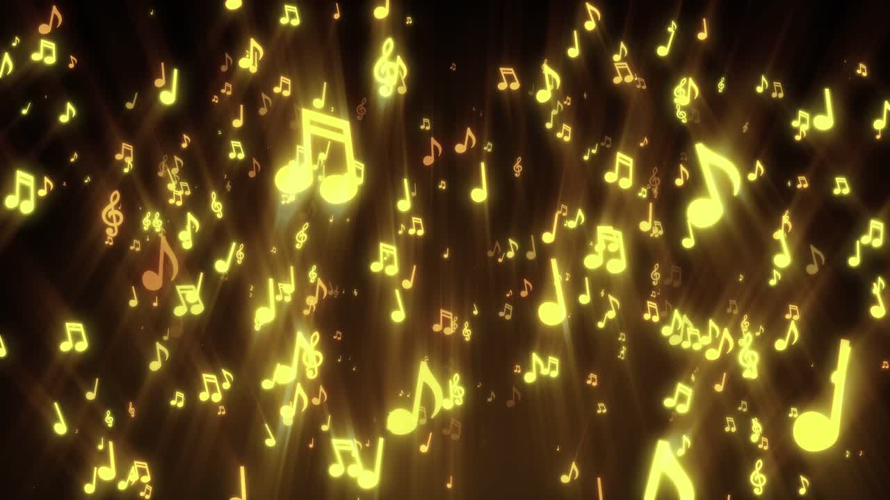 황금 음악 노트 배경