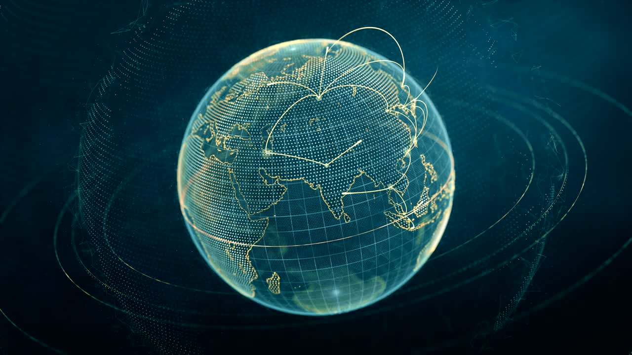 mundo de partículas con una red global creciente - bucle naranja
