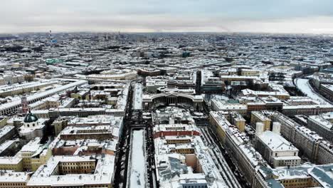 aerial drone footage of kazan cathedral, one of the most recognized landmark in saint petersburg