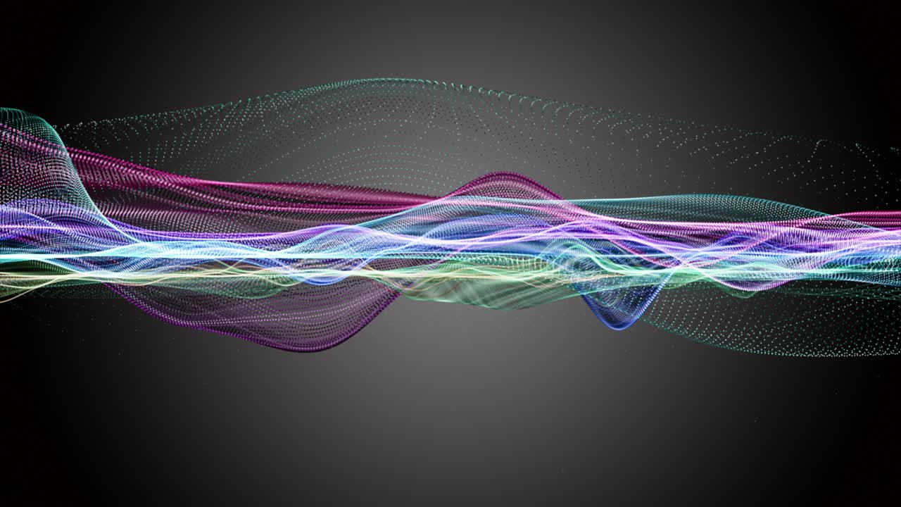 천천히 움직이는 입자 파동 물체와 함께 환상적인 애니메이션, 4096x2304 루프 4k