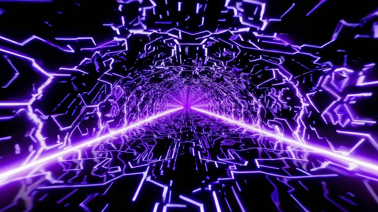 Purple Neon Glowing Tunnel