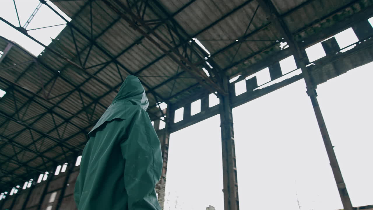 Portrait of man wearing gas mask. Man in gas mask and special chemical protection