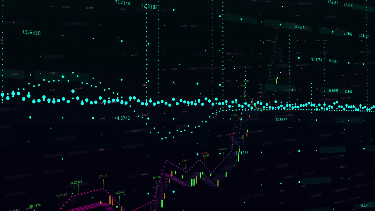 animación del procesamiento de datos financieros sobre un fondo negro