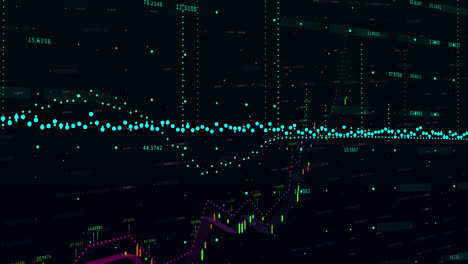 Animation-of-financial-data-processing-over-black-background