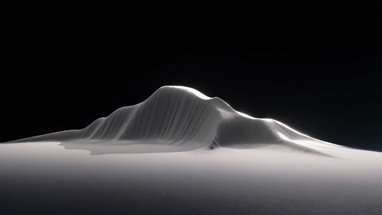 Abstract Wavy White Landscape on Black Background