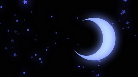 crescent moon and stars in the night sky