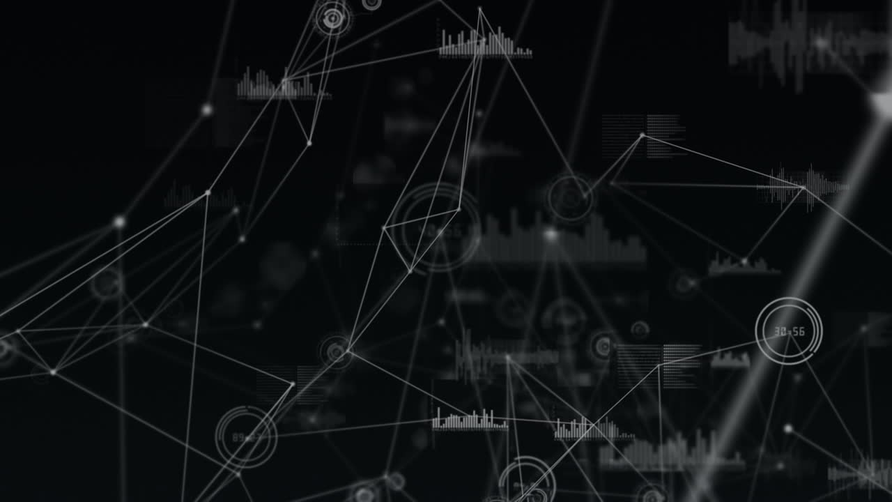 Animation of network of connections on black background