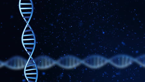 animation of dna strands spinning with copy space over black background