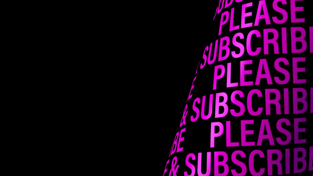 por favor, guste y suscribirse a la animación de movimiento de texto de cilindro 3d en fondo negro con espacio de copia para su texto o obra de arte.