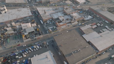 aerial view of an industrial section of brooklyn. shot in new york city.