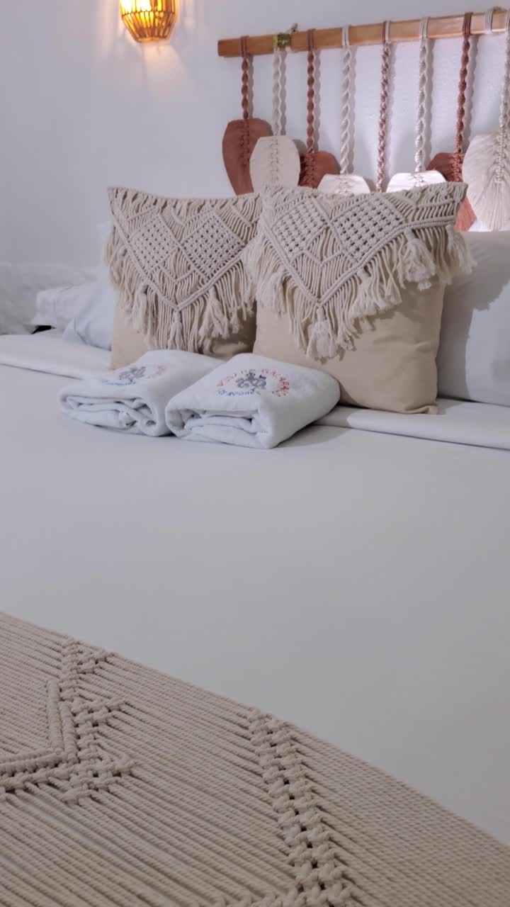 Intricate macrame handmade knotting with natural rope fibers decor cozy bedroom