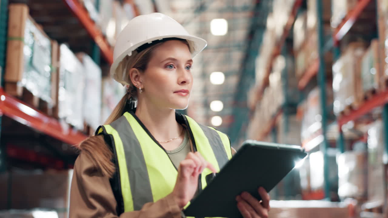 Warehouse worker taking inventory