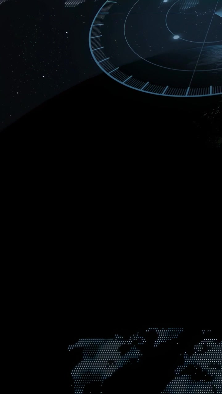 Vertical video: Sensor activation initiating HUD fading over dark limb, displaying orbit data