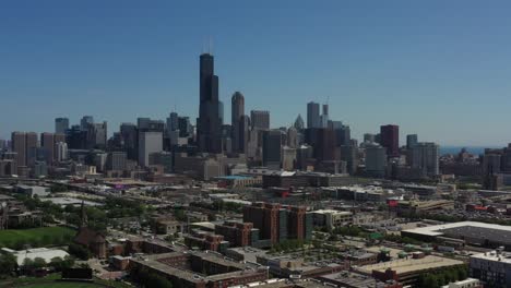 aerial view chicago skyline