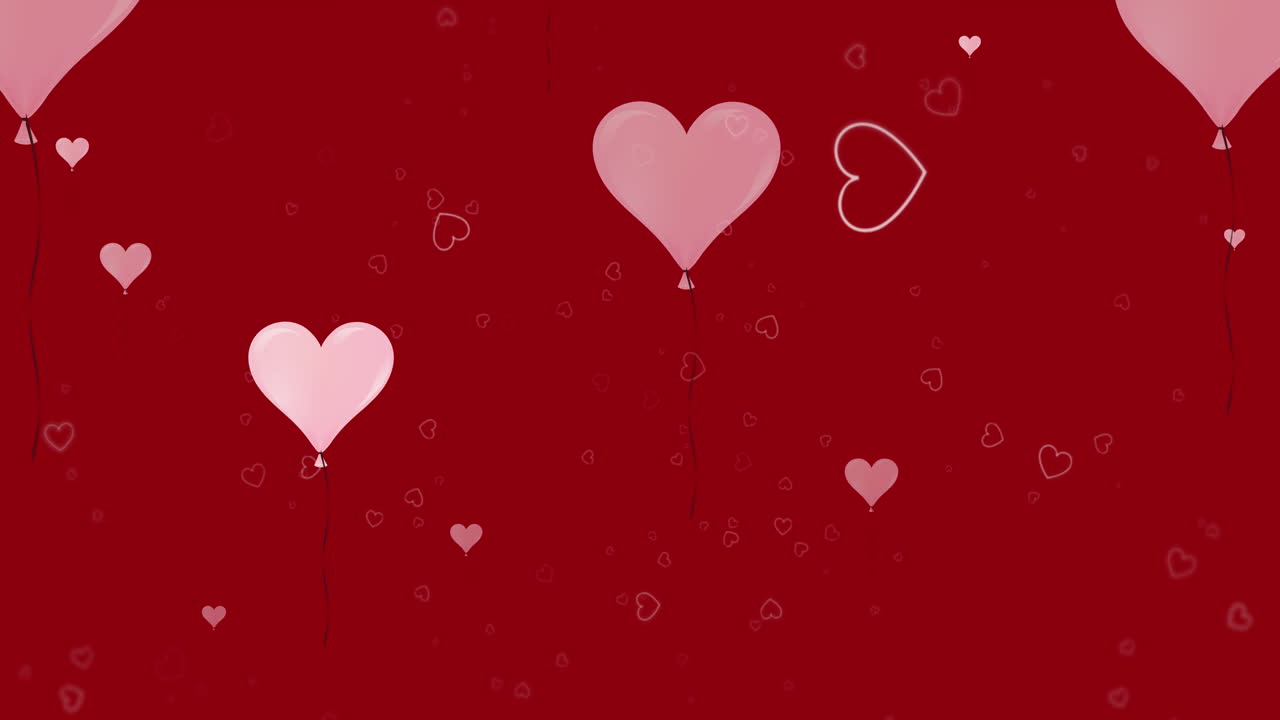 Animazione di cuori che fluttuano su sfondo rosso