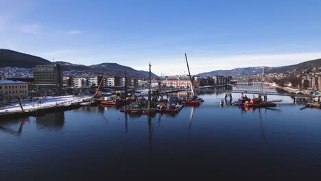 construction equipment and machinery in the river