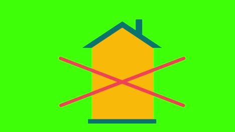 icon with a ban symbol on the house pops up on the green screen