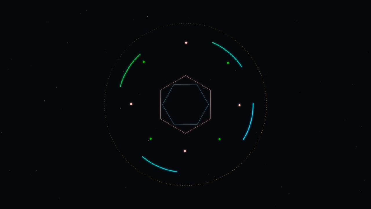 Abstract Geometric Motion Graphics with Rotating Hexagon and Circular Elements
