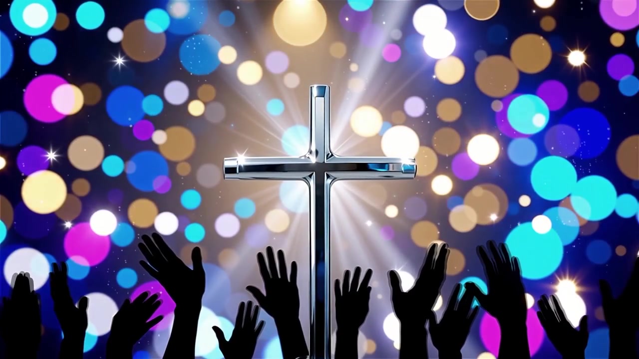 Cruz Cristiana con Luz Celestial, Fondo para Adoración.