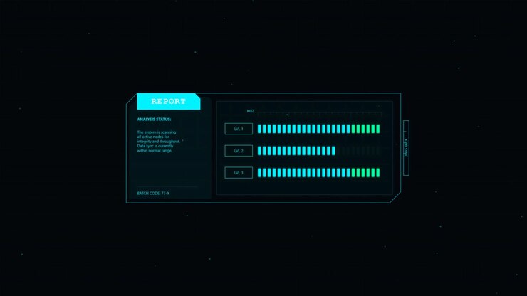 Futuristic Digital Interface Displaying Data Analysis Report