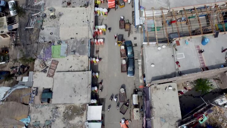 vista de arriba hacia abajo de la calle de algodón en jalalabad