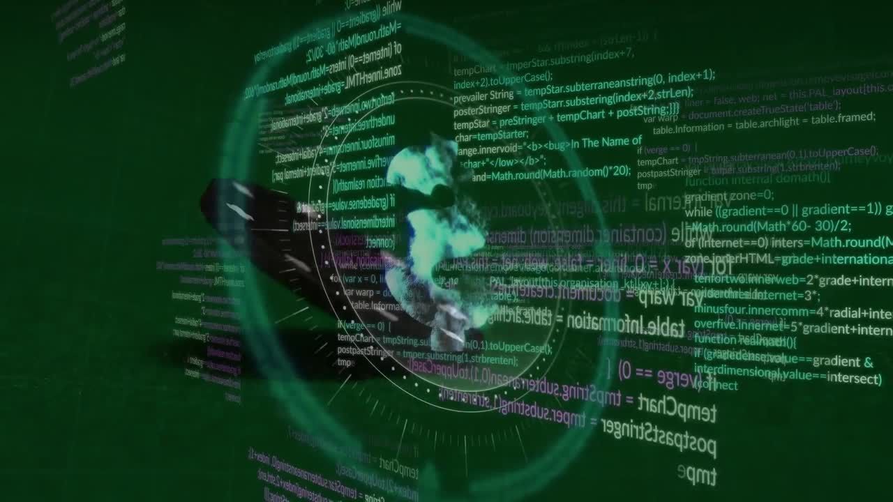 Animation of data processing over dollar symbol and chip