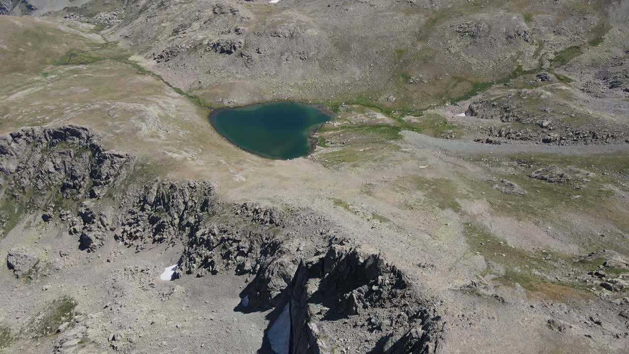 Pools formed on the peaks of the high mountains of the Black Sea, drone view of the peak, Turkey, Trabzon, balıklıg&ouml;l