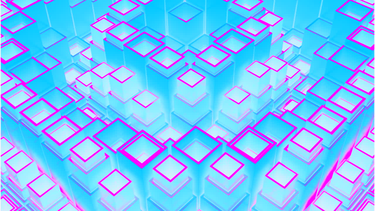 paisaje urbano de cubos de neón abstractos