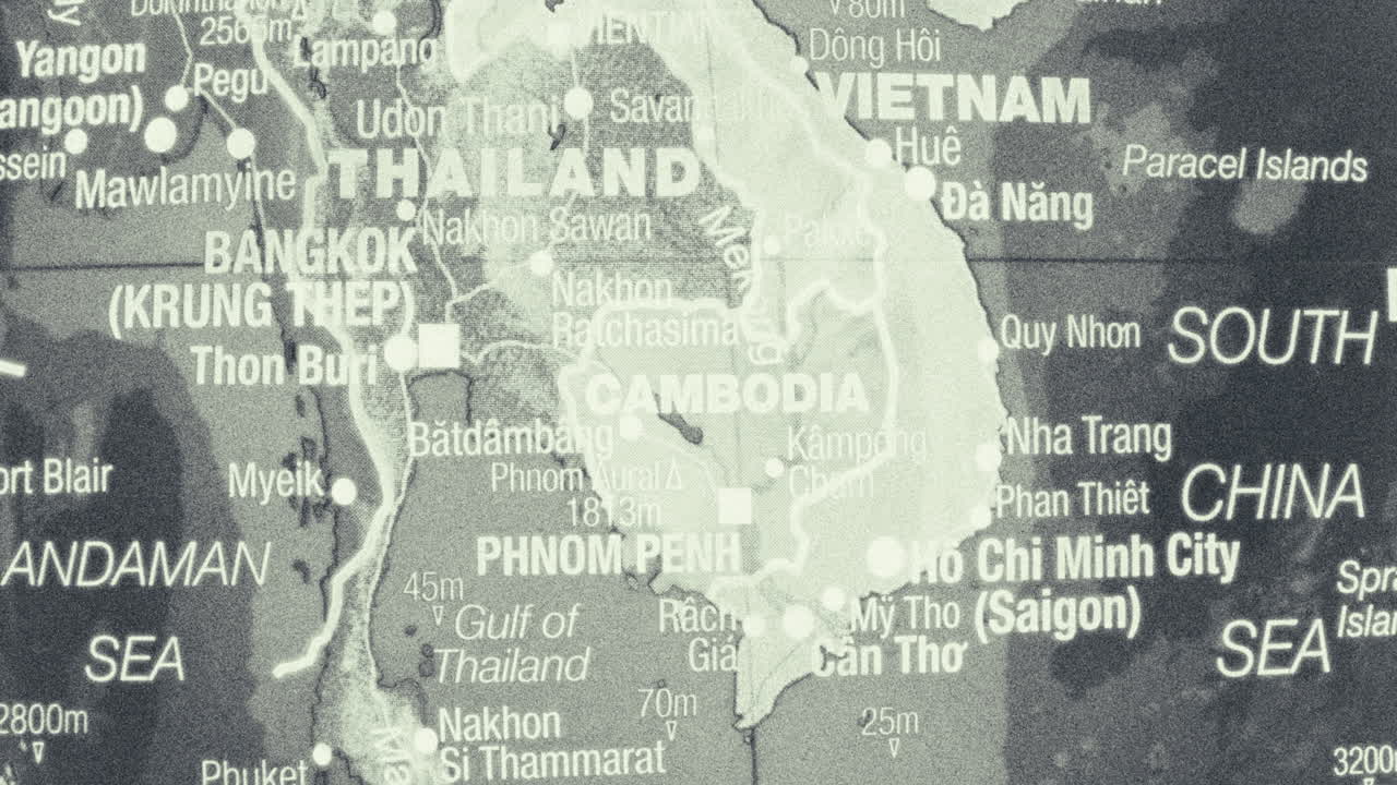 Map of Southeast Asia highlighting Thailand, Cambodia, and Vietnam