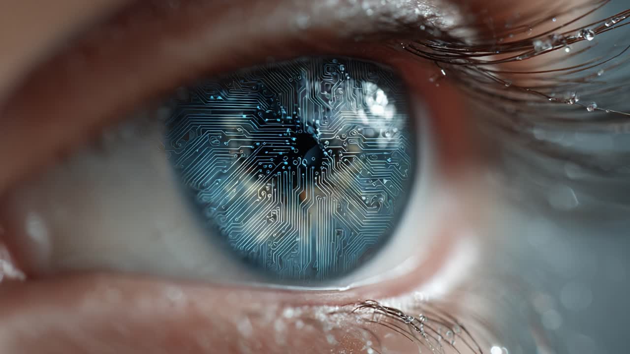 An Intricate Glimpse into a Futuristic Eye: The Blend of Humanity and Technology Captured in Stunning Detail, Highlighting the Complexity of Artificial Intelligence