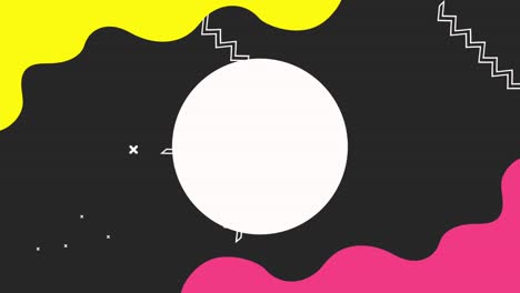 marco circular con colores de fondo de estilo memphis
