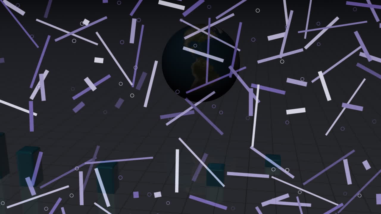 animación de formas sobre el globo y el gráfico sobre fondo negro