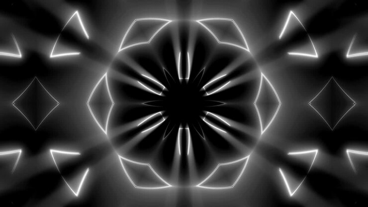 Fractal neon kaleidoscopic background. Abstract digital backdrop