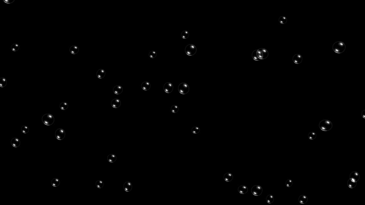 밤의 배경으로 날아다니는 비누 거품 모션 그래픽