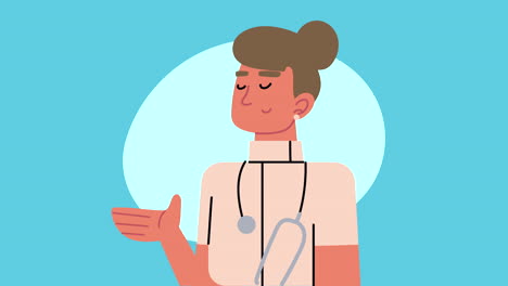female doctor worker with stethoscope animation