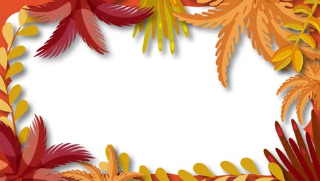 colorful autumn leaves in orange, red, and yellow animate smoothly around a rectangular frame, creating a festive seasonal border with gentle, looping movement