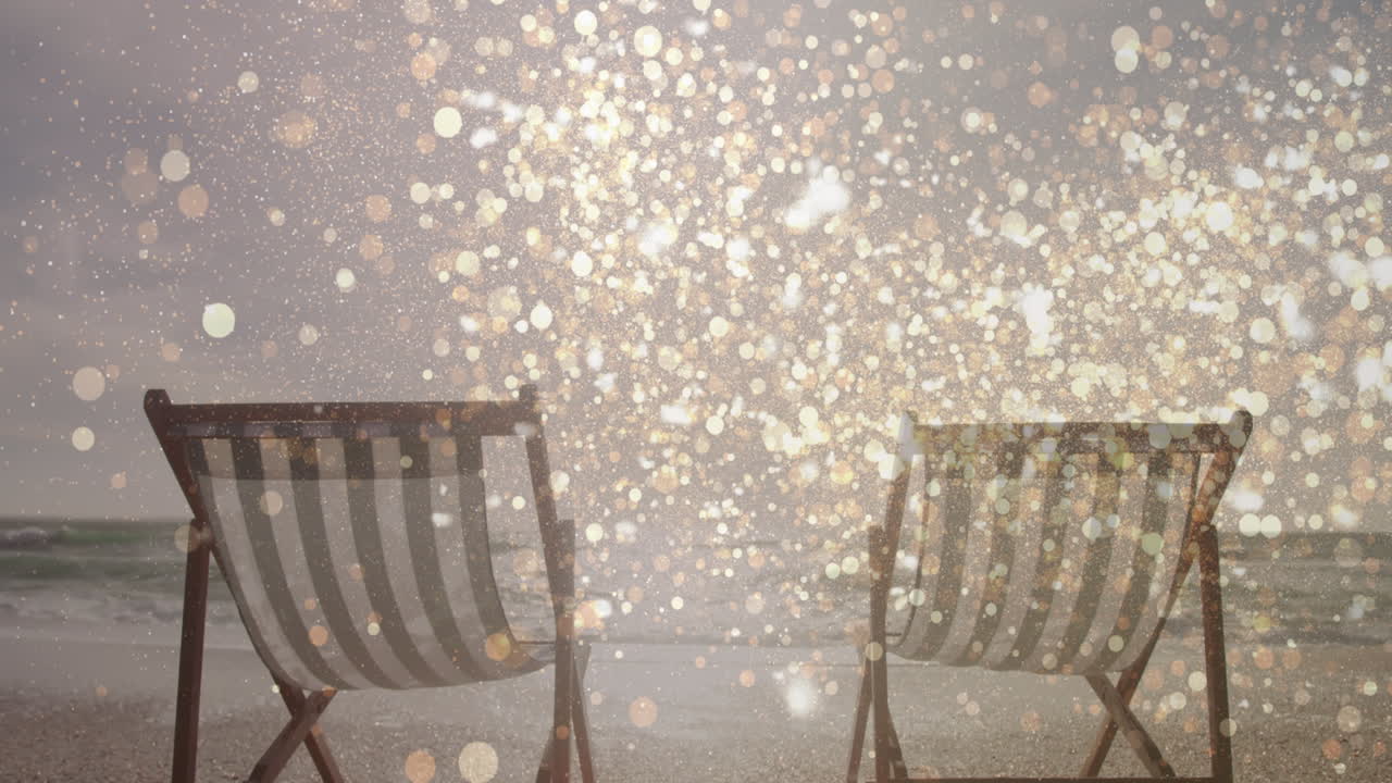 해변 의  ⁇ 자리 위 에 있는 빛 의 반점 들 의 애니메이션